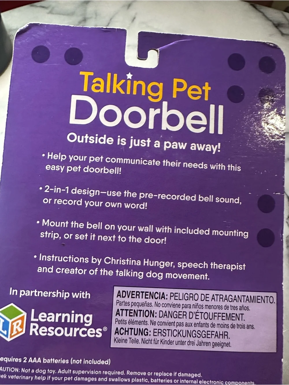 Hunger or potty for Words Talking Pet Doorbell -